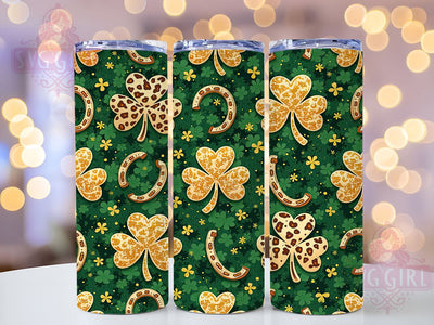 Lucky Clover St. Patrick's 20oz Tumbler, St. Patrick's Day Gift, 20oz Tumbler Wrap, Sublimation Design, Shamrock Decor, Irish Clover Art, Green Themed Gift Sublimation SvggirlplusArt 