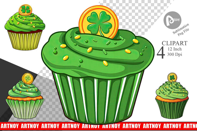 Lucky Cupcake Clipart Sublimation artnoy 