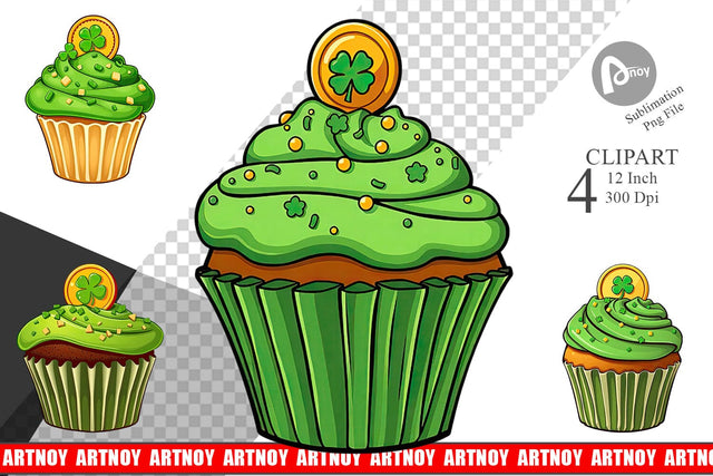 Lucky Cupcake Clipart Sublimation artnoy 