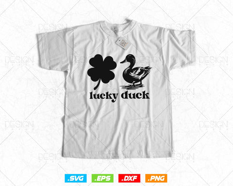 Lucky Duck St Patricks Day Funny Svg Png, Shamrock Clover Cool Saint Patricks Day T shirts, Green Irish Leaf Gifts, Instant Download SVG DesignDestine 