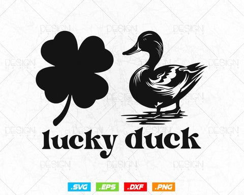Lucky Duck St Patricks Day Funny Svg Png, Shamrock Clover Cool Saint Patricks Day T shirts, Green Irish Leaf Gifts, Instant Download SVG DesignDestine 