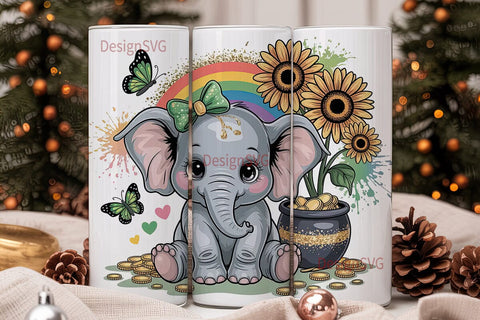 Lucky Elephant St. Patrick's Tumbler Sublimation DesignSVG 