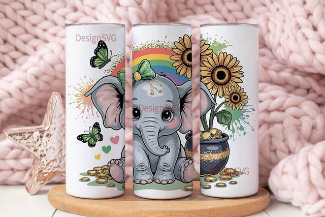 Lucky Elephant St. Patrick's Tumbler Sublimation DesignSVG 