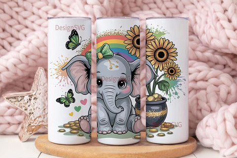 Lucky Elephant St. Patrick's Tumbler Sublimation DesignSVG 