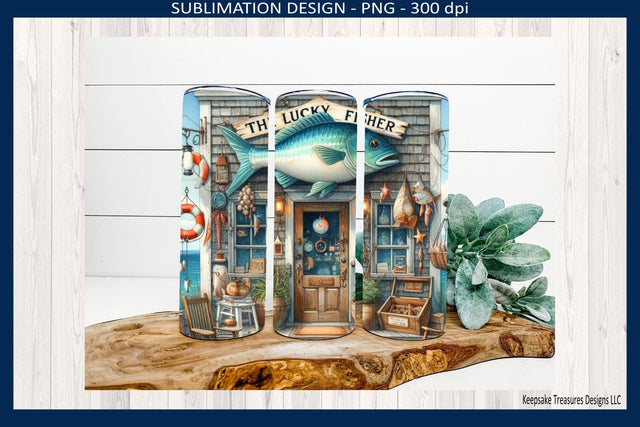 Lucky Fisher 20oz Straight Tumbler Wrap, Sublimation Png Design, Digital Download Sublimation Keepsake Treasures Designs LLC. 