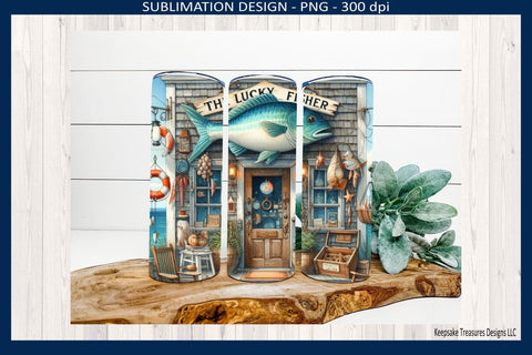 Lucky Fisher 20oz Straight Tumbler Wrap, Sublimation Png Design, Digital Download Sublimation Keepsake Treasures Designs LLC. 