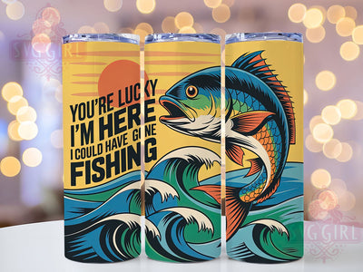 Lucky Fisherman Quote 20oz Tumbler, Funny Fishing Tumbler, Sublimation Wrap, 20oz Tumbler Design, Outdoor Fishing Gift, PNG Tumbler Wrap, Humorous Fishing Quote Sublimation SvggirlplusArt 