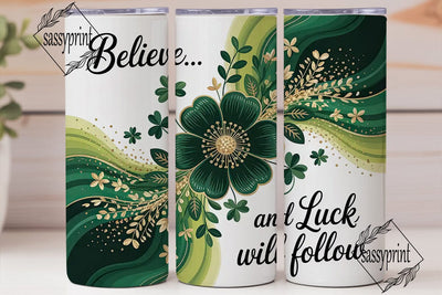 Lucky Floral Glitter 20oz Tumbler Wrap Sublimation sassyprint 