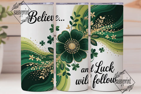 Lucky Floral Glitter 20oz Tumbler Wrap Sublimation sassyprint 