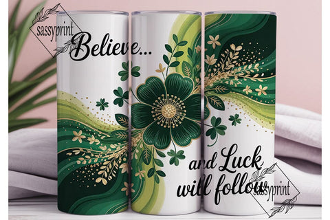 Lucky Floral Glitter 20oz Tumbler Wrap Sublimation sassyprint 