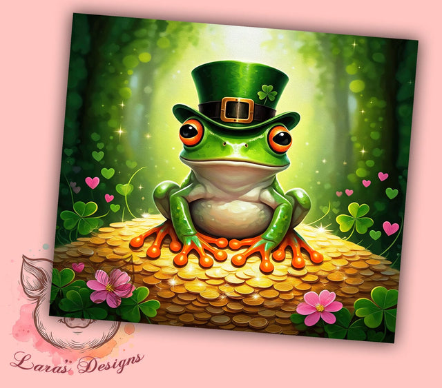 Lucky Frog St. Patrick's 20oz Tumbler, Frog Tumbler, 20oz Tumbler Wrap, Sublimation Design, Irish Frog, Green Drinkware, Lucky Frog Tumbler Sublimation Lara' s Designs 