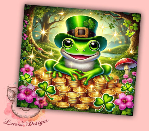 Lucky Frog St. Patrick's 20oz Tumbler, Frog Tumbler, 20oz Tumbler Wrap, Sublimation Design, Irish Frog, Green Drinkware, Lucky Frog Tumbler Sublimation Lara' s Designs 