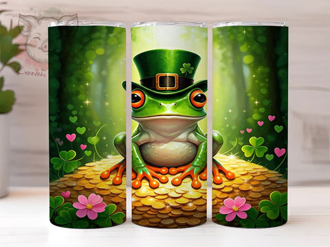 Lucky Frog St. Patrick's 20oz Tumbler, Frog Tumbler, 20oz Tumbler Wrap, Sublimation Design, Irish Frog, Green Drinkware, Lucky Frog Tumbler Sublimation Lara' s Designs 
