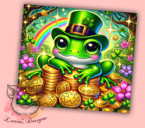 Lucky Frog St. Patrick's 20oz Tumbler, Frog Tumbler, 20oz Tumbler Wrap, Sublimation Design, Irish Frog, Green Drinkware, Lucky Frog Tumbler Sublimation Lara' s Designs 