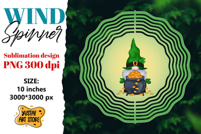 Lucky Gnome St. Patrick's Day wind spinner sublimation Sublimation Yustaf Art Store 