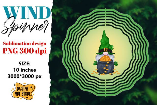 Lucky Gnome St. Patrick's Day wind spinner sublimation Sublimation Yustaf Art Store 