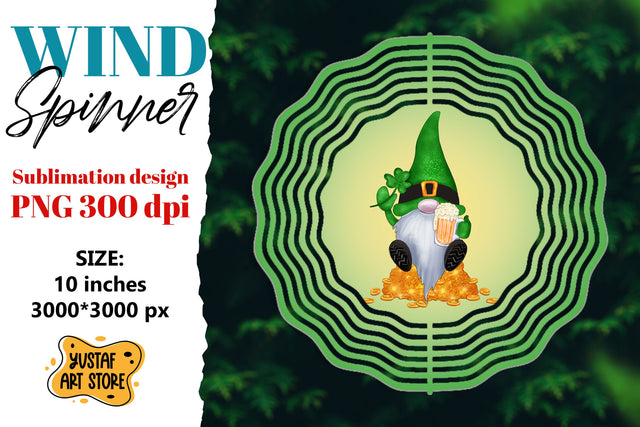 Lucky Gnome St. Patrick's Day wind spinner sublimation Sublimation Yustaf Art Store 