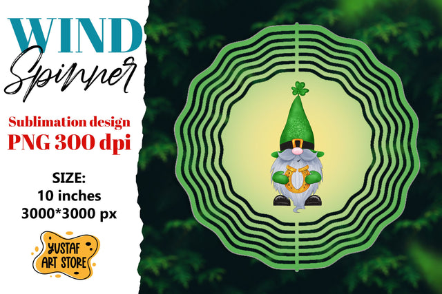 Lucky Gnome St. Patrick's Day wind spinner sublimation Sublimation Yustaf Art Store 