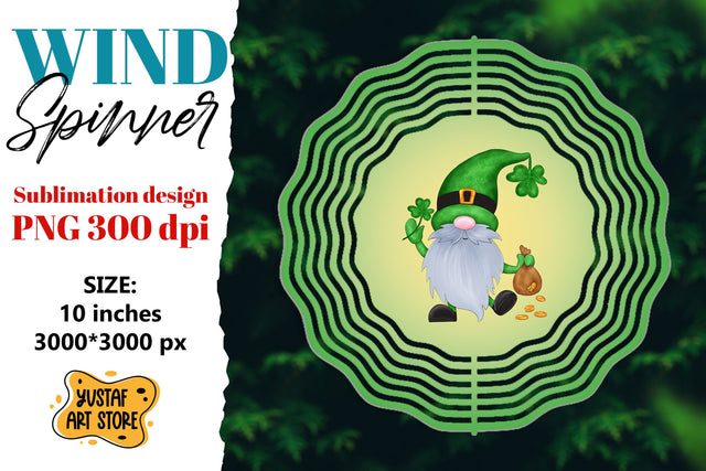 Lucky Gnome St. Patrick's Day wind spinner sublimation Sublimation Yustaf Art Store 