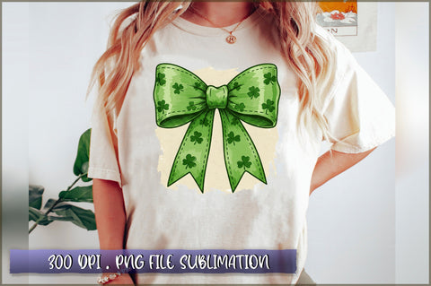 Lucky Green Bow St Patricks PNG Sublimation Shetara Begum 