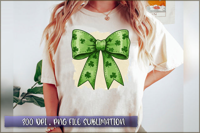 Lucky Green Bow St Patricks PNG Sublimation Shetara Begum 