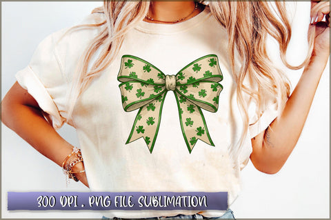 Lucky Green St Patricks Bow PNG Sublimation Shetara Begum 