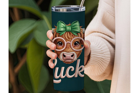 Lucky Highland Cow 20oz Tumbler Wrap Sublimation DesignSVG 
