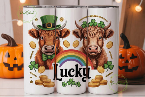 Lucky Highland Cow 20oz Tumbler Wrap Sublimation PixelChick 