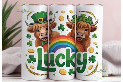 Lucky Highland Cow 20oz Tumbler Wrap Sublimation PixelChick 