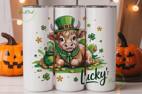 Lucky Highland Cow Calf 20oz Tumbler Sublimation PixelChick 