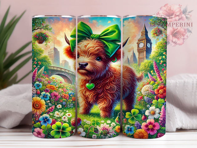 Lucky Highland Cow St. Patrick’s 20oz Tumbler, Highland Cow Tumbler, 20oz Tumbler Wrap, Sublimation Design, Irish Cow, Green Drinkware, Lucky Cow Tumbler Sublimation Li Zamperini 