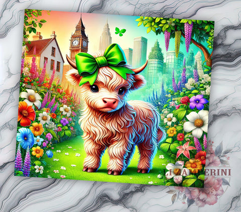 Lucky Highland Cow St. Patrick’s 20oz Tumbler, Highland Cow Tumbler, 20oz Tumbler Wrap, Sublimation Design, Irish Cow, Green Drinkware, Lucky Cow Tumbler Sublimation Li Zamperini 