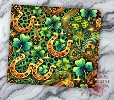 Lucky Horseshoe 20oz Tumbler, Horseshoe Tumbler Wrap, 20oz Tumbler Sublimation, Lucky Horseshoe Design, Irish Tumbler Design, Good Luck Tumbler, St Patricks Day Gift Sublimation Li Zamperini 