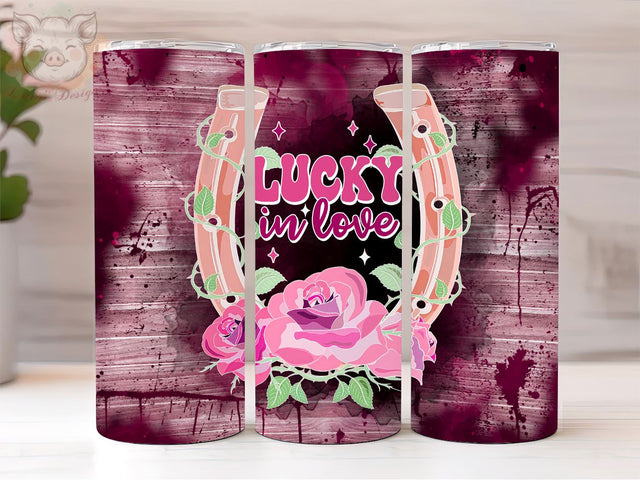 Lucky In Love 20oz Tumbler Png, Straight & Tapered Tumbler Png, Hearts Valentines Tumbler Png, Digital Download PNG Sublimation Lara' s Designs 