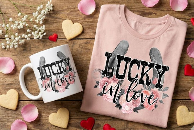 Lucky In Love Valentines Horseshoe PNG | Western Romance Sublimation | Country Valentine Design Sublimation Print Perfect Design Shop 