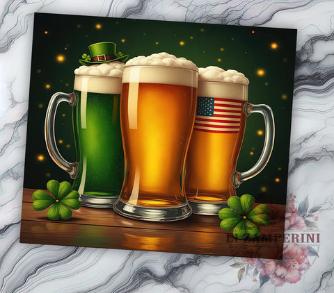 Lucky Irish Beer St. Patrick's Tumbler, St Patrick's Day, Irish Beer Tumbler, Lucky Tumbler, Sublimation Wrap, 20oz Tumbler, Ireland Gift, St Patrick's Decor Sublimation Li Zamperini 