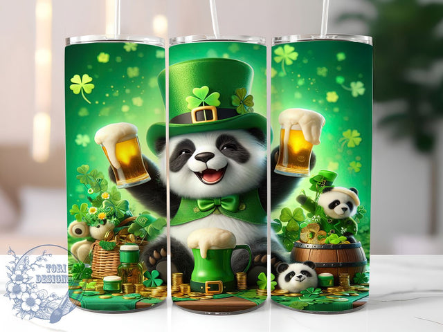 Lucky Irish Panda Tumbler, St. Patrick’s Tumbler, Stylish 20oz Wrap, Sublimation Design, Trendy Gift Idea, Irish Panda Wrap, Lucky Shamrock Tumbler Sublimation ToriDesigns 