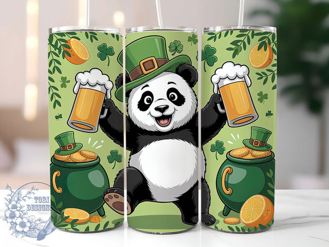 Lucky Irish Panda Tumbler, St. Patrick’s Tumbler, Stylish 20oz Wrap, Sublimation Design, Trendy Gift Idea, Irish Panda Wrap, Lucky Shamrock Tumbler Sublimation ToriDesigns 