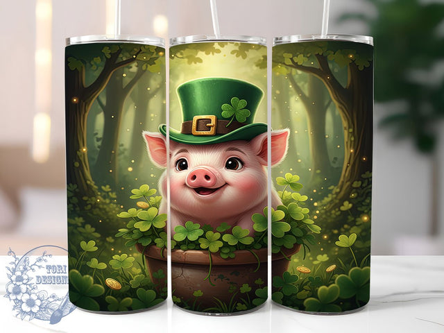 Lucky Irish Pig Tumbler, St. Patrick’s Tumbler, Stylish 20oz Wrap, Sublimation Design, Trendy Gift Idea, Irish Pig Wrap, Lucky Shamrock Pig Tumbler Sublimation ToriDesigns 