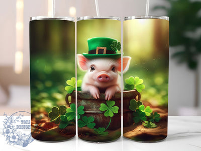 Lucky Irish Pig Tumbler, St. Patrick’s Tumbler, Stylish 20oz Wrap, Sublimation Design, Trendy Gift Idea, Irish Pig Wrap, Lucky Shamrock Pig Tumbler Sublimation ToriDesigns 