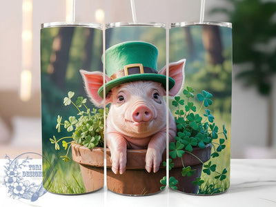 Lucky Irish Pig Tumbler, St. Patrick’s Tumbler, Stylish 20oz Wrap, Sublimation Design, Trendy Gift Idea, Irish Pig Wrap, Lucky Shamrock Pig Tumbler Sublimation ToriDesigns 