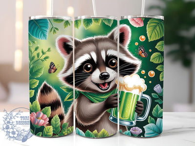 Lucky Irish Raccoon Tumbler, St. Patrick’s Tumbler, Stylish 20oz Wrap, Sublimation Design, Trendy Gift Idea, Irish Raccoon Wrap, Lucky Shamrock Tumbler Sublimation ToriDesigns 