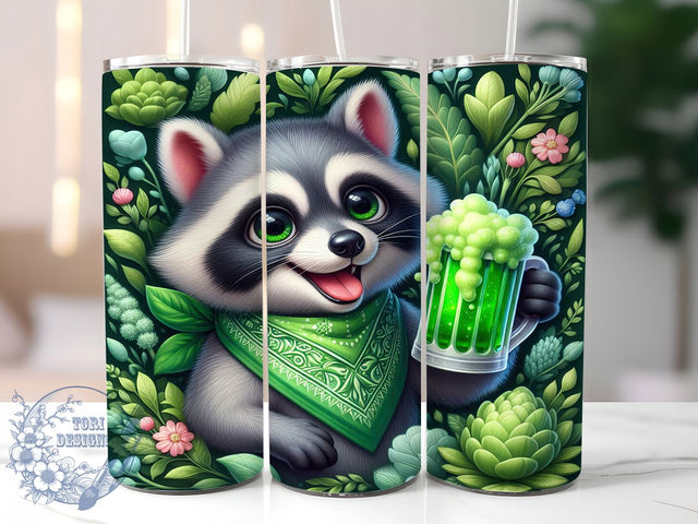 Lucky Irish Raccoon Tumbler, St. Patrick’s Tumbler, Stylish 20oz Wrap, Sublimation Design, Trendy Gift Idea, Irish Raccoon Wrap, Lucky Shamrock Tumbler Sublimation ToriDesigns 