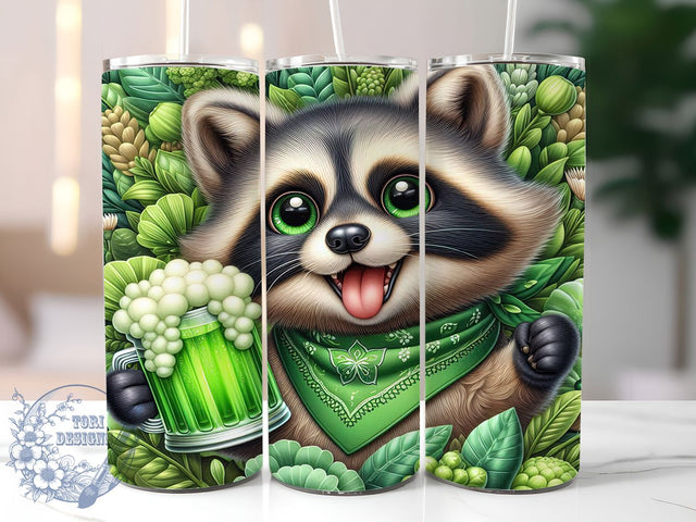 Lucky Irish Raccoon Tumbler, St. Patrick’s Tumbler, Stylish 20oz Wrap, Sublimation Design, Trendy Gift Idea, Irish Raccoon Wrap, Lucky Shamrock Tumbler Sublimation ToriDesigns 