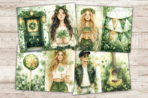 Lucky Junk Journal Pages | St. Patricks Day Printable SVG GlamArtZhanna 