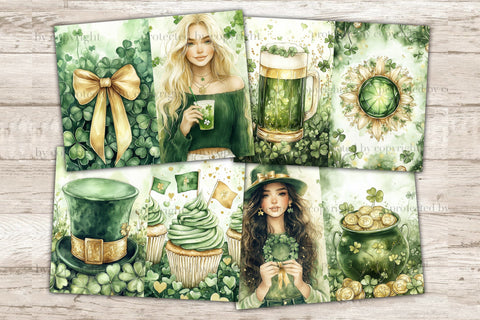 Lucky Junk Journal Pages | St. Patricks Day Printable SVG GlamArtZhanna 