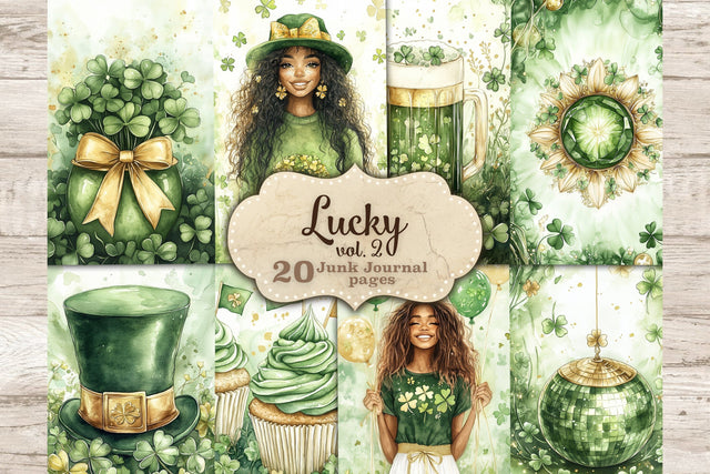 Lucky Junk Journal Paper | St. Patricks Day Picture Collage SVG GlamArtZhanna 