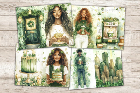 Lucky Junk Journal Paper | St. Patricks Day Picture Collage SVG GlamArtZhanna 