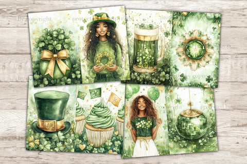 Lucky Junk Journal Paper | St. Patricks Day Picture Collage SVG GlamArtZhanna 