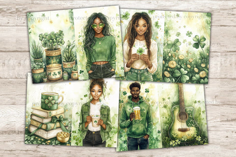 Lucky Junk Journal Paper | St. Patricks Day Picture Collage SVG GlamArtZhanna 